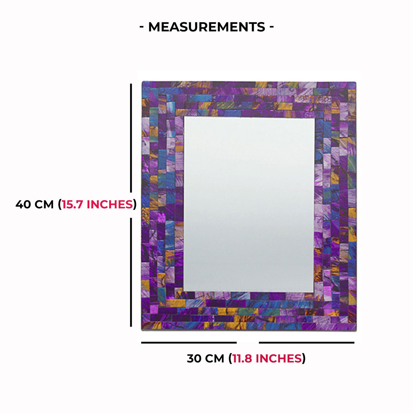 Purple and Blue Rectangular Mosaic Wall Mirror Girls Room Hallway Best Gift