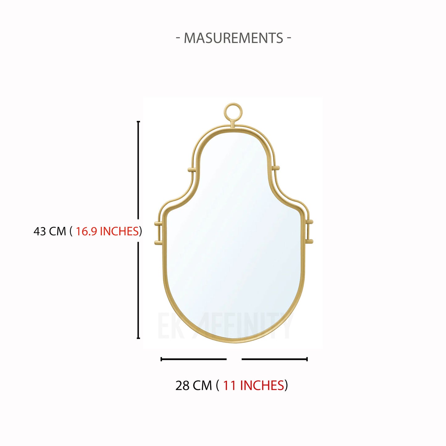 Elegant IKEA Mirror Gold Colour 43x28 cm Stylish Design Hallway Living Room Gift