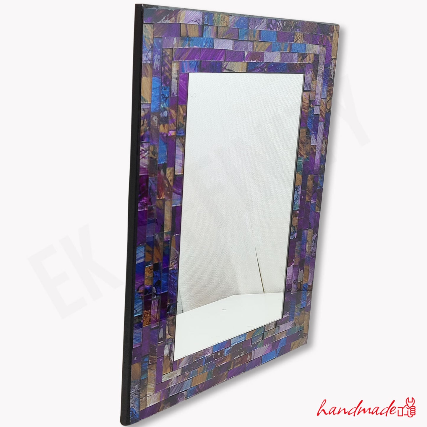 Purple and Blue Rectangular Mosaic Wall Mirror Girls Room Hallway Best Gift