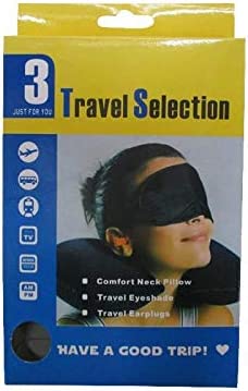 3 in 1 Travel Selection Comfort Neck Pillow Eye Shade Mask Ear Plugs Multi Color