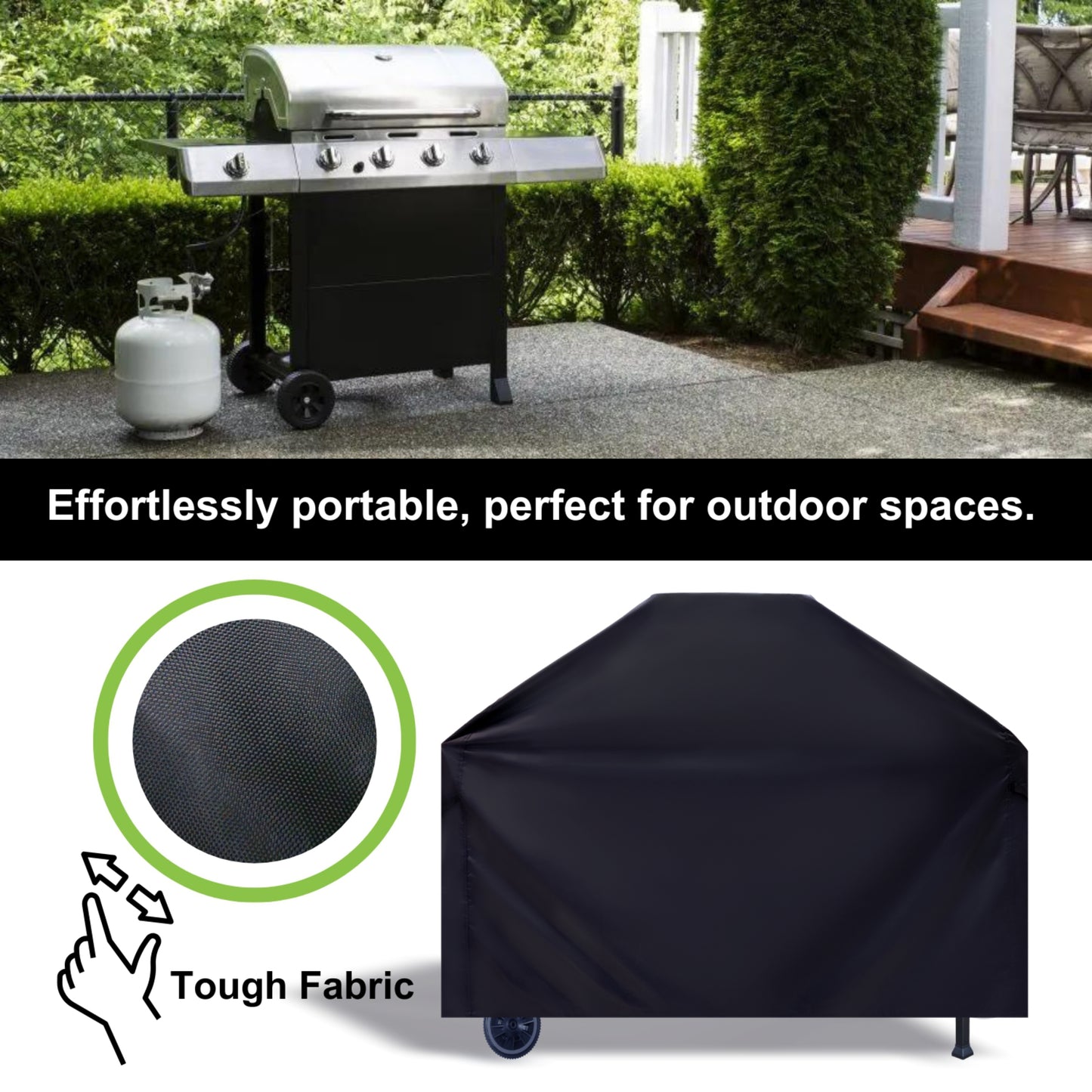 EKODE™ BBQ Cover, Barbecue Cover Waterproof 210D Heavy Duty, BBQ Outdoor Gas Grill Cover Waterproof, Rip-Proof, Dust-proof&Anti-UV for Weber, Outback, Char Broil, H 114 x W x 61 L x 147