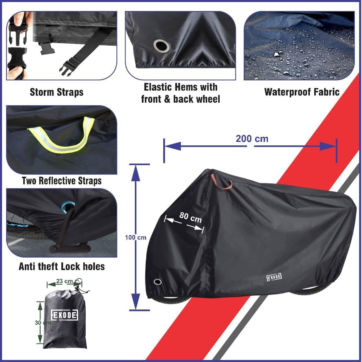 Bike cover waterproof / dustproof Mountain bike covers for outside storage with Lock holes/storm straps/ elastic hems/ storage bag