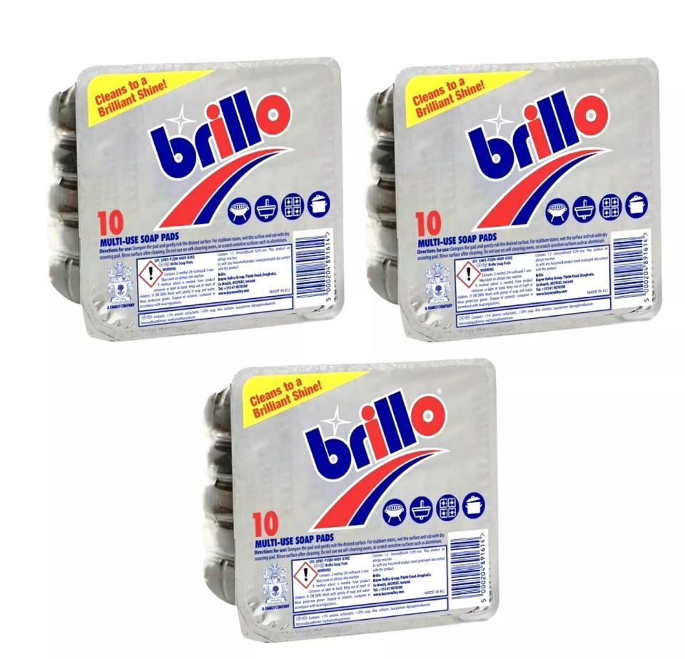 Brillo Soap Pads Pack of 10 Multi Use Soap Pads, Cleans To A Brilliant Shine