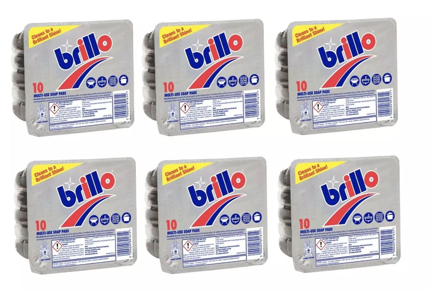 Brillo Soap Pads Pack of 10 Multi Use Soap Pads, Cleans To A Brilliant Shine