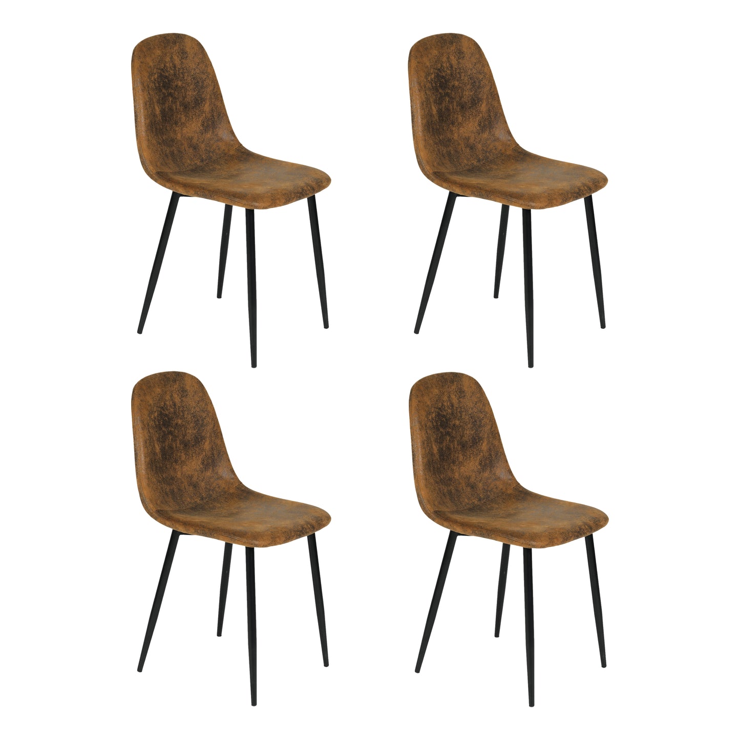 EKODE™ Set of 4 Scandinavian vintage dining room chairs Suede Brown