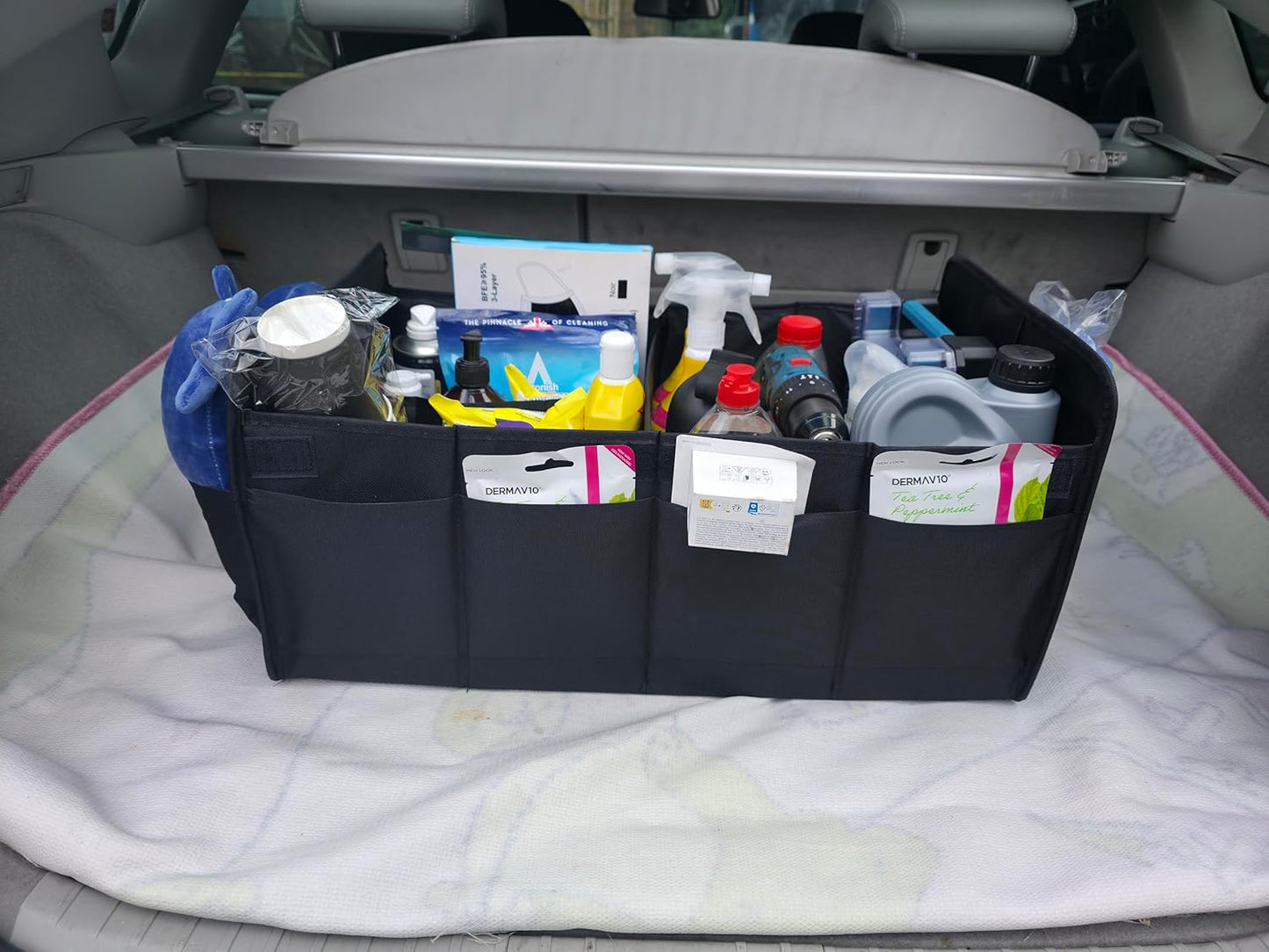 EKODE™ Car Boot Organiser Large Anti Slip Tidy Storage, Foldable Collapsible Multi Compartment, Durable Interior Declutter Tidy Bag, Base & Sides Plates