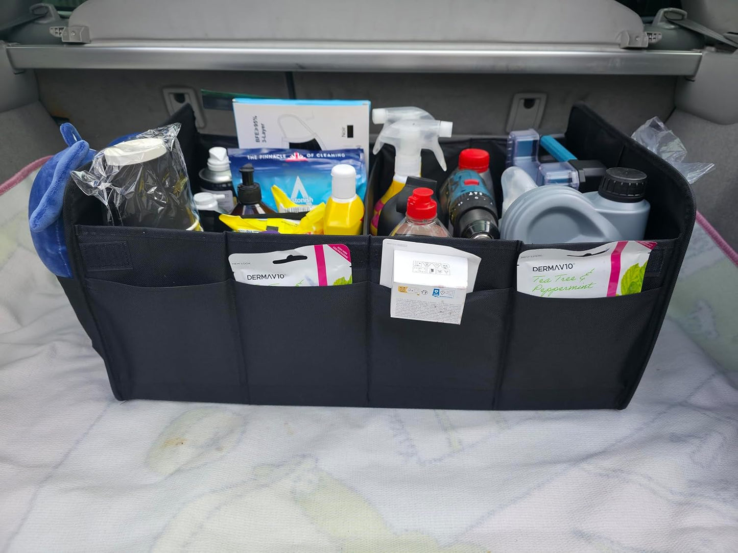 EKODE™ Car Boot Organiser Large Anti Slip Tidy Storage, Foldable Collapsible Multi Compartment, Durable Interior Declutter Tidy Bag, Base & Sides Plates