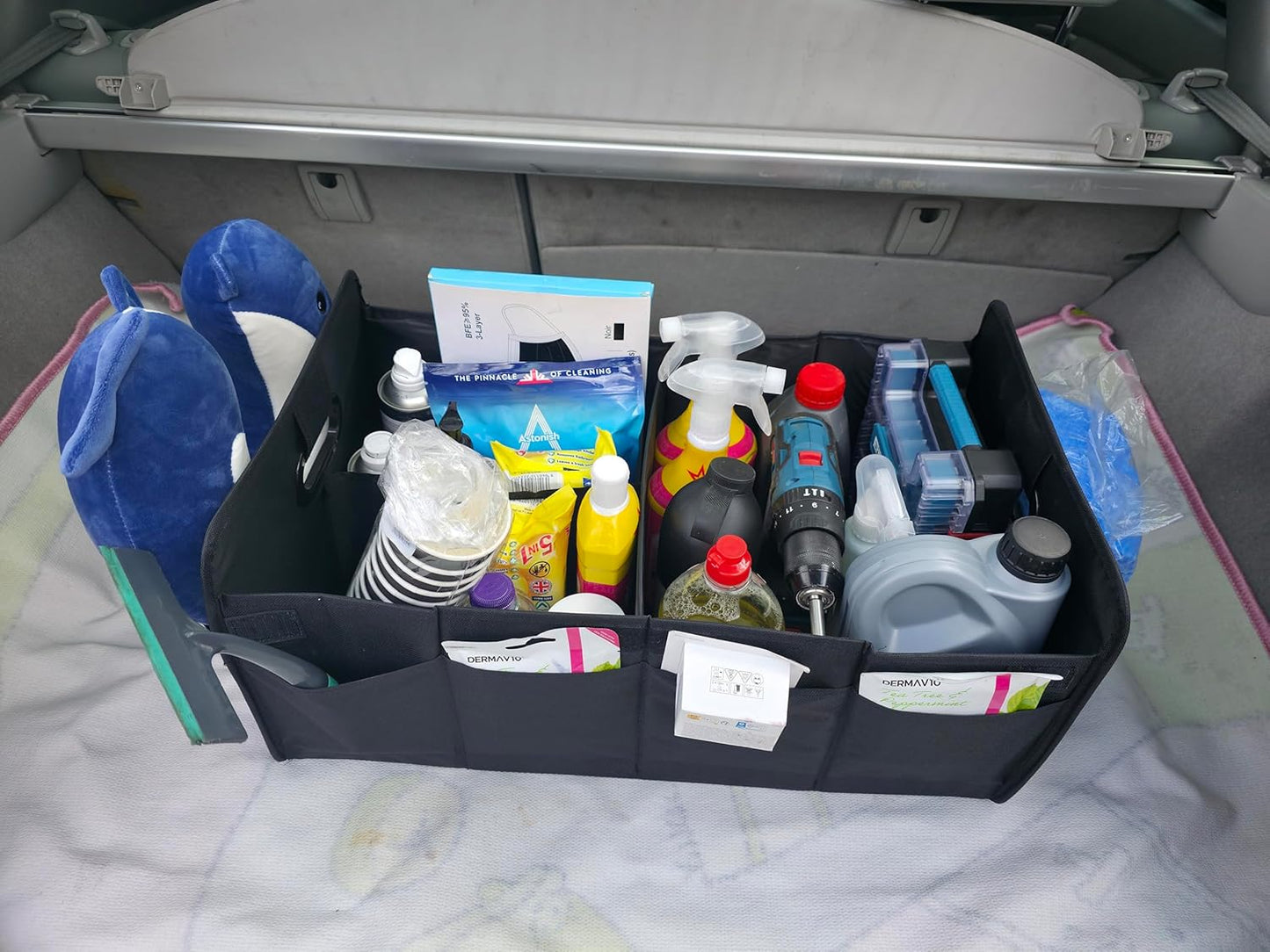 EKODE™ Car Boot Organiser Large Anti Slip Tidy Storage, Foldable Collapsible Multi Compartment, Durable Interior Declutter Tidy Bag, Base & Sides Plates