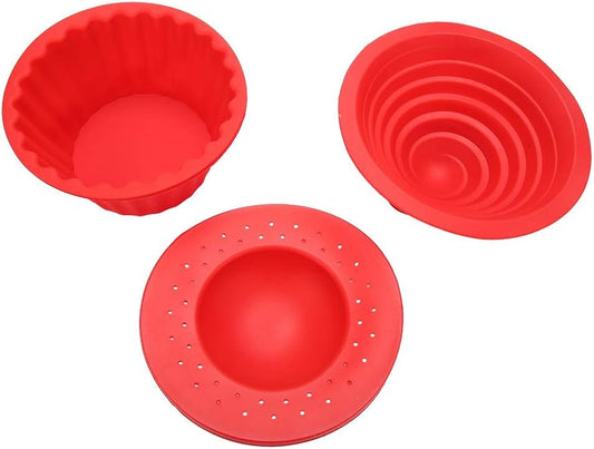 3Pcs Giant Cupcake Molds,Dishwasher Safe Big Top Silicone Cupcake Mould, Jumbo Caupcake Bake Sets Non-Stick Silicone Cake Molds for DIY Bake Tools Cake Decorating Red