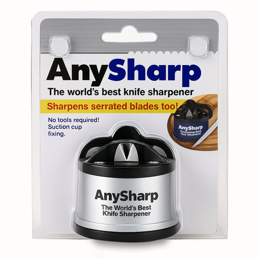 AnySharp Knife Sharpener, Hands-Free Safety, PowerGrip Suction, Safely Sharpens All Kitchen Knives