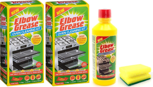 Elbow Grease Oven Cleaner for Domestic Ovens and BBQ - 500 ML Bottle - Bags and Gloves Included - Complete Oven cleaning kit with Elbow Grease All Purpose Degreaser