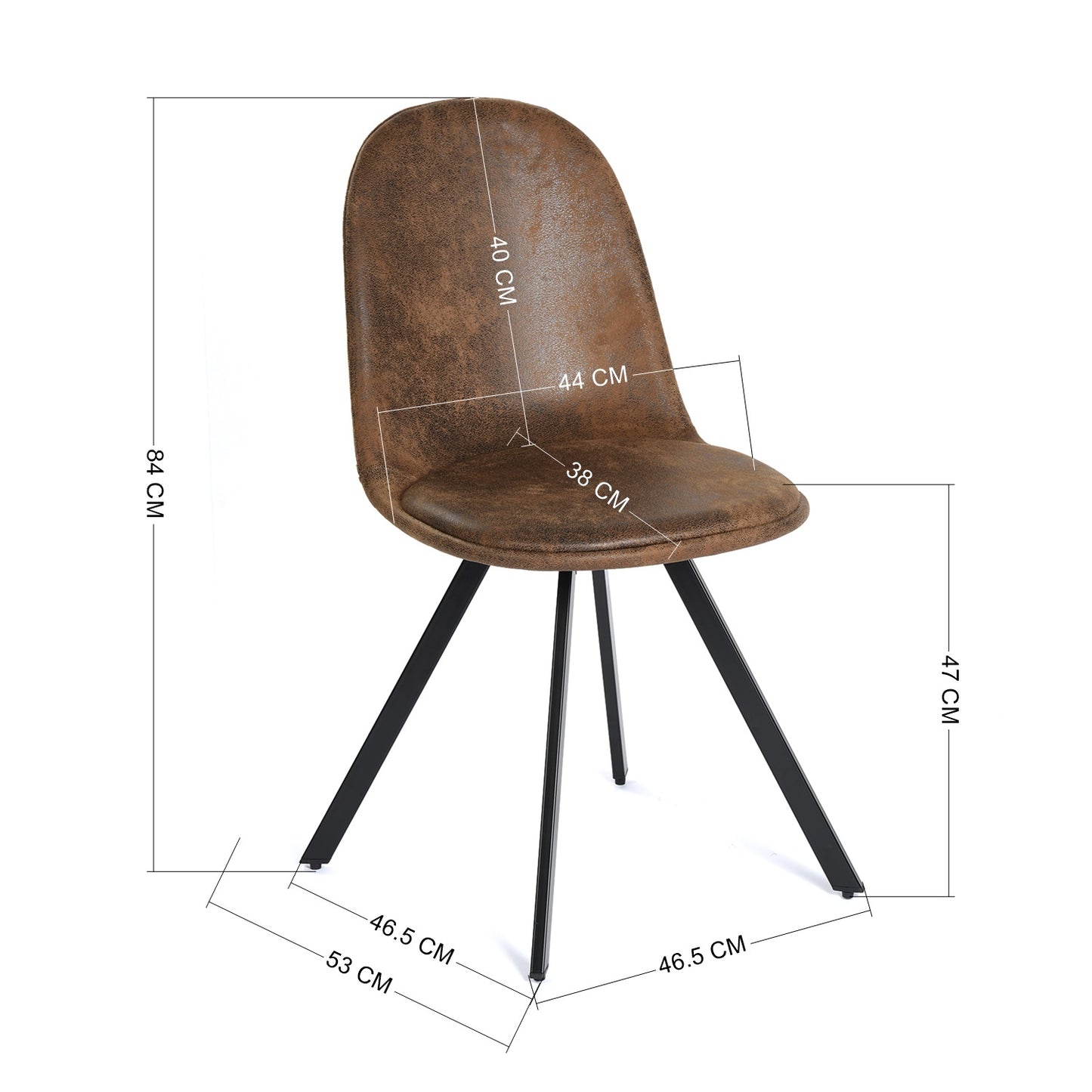 EKODE™ Swivel Dining Chairs, 46cm Retro Kitchen chair with backrest for Dining Room, Living room, Industrial Style Rustic Faux Suede Brown and Black chair