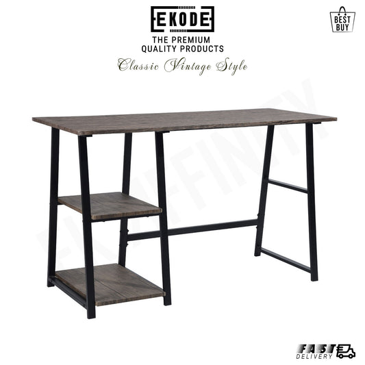 EKODE™ Vintage Brown Finish Computer Writing Study Trestle Desk Modern Vintage Home Office