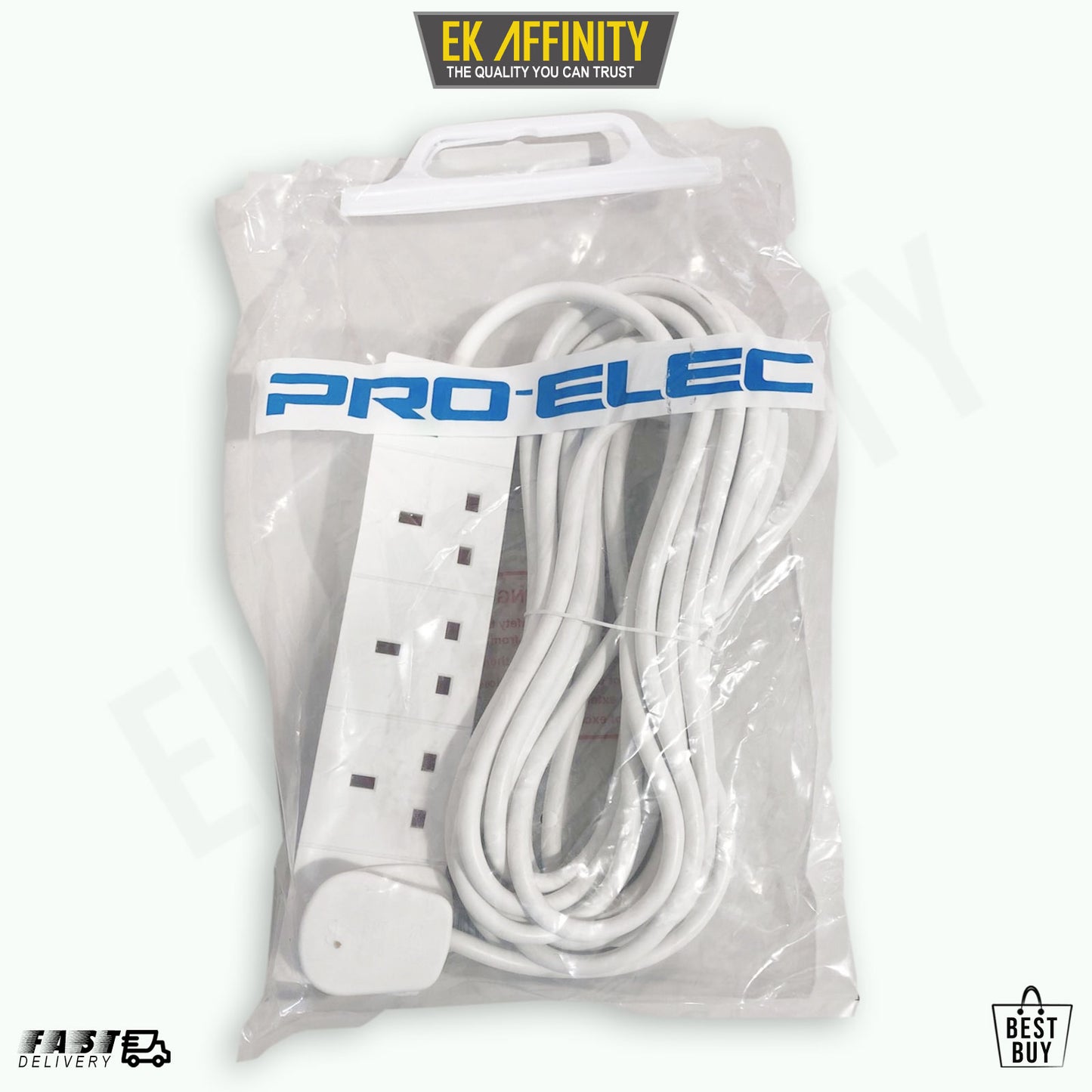 4 gang 8m extension lead with  Cable Surge Protected 13A White