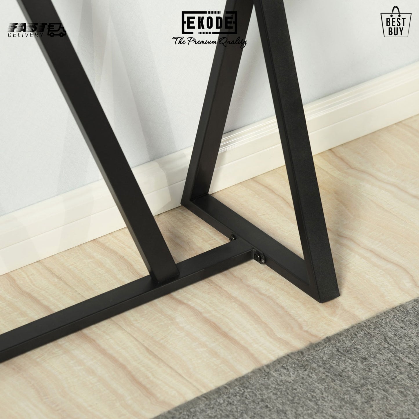 EKODE™ Steel Console Table Industrial Style Beige and Black Alloyed Engineered Wood