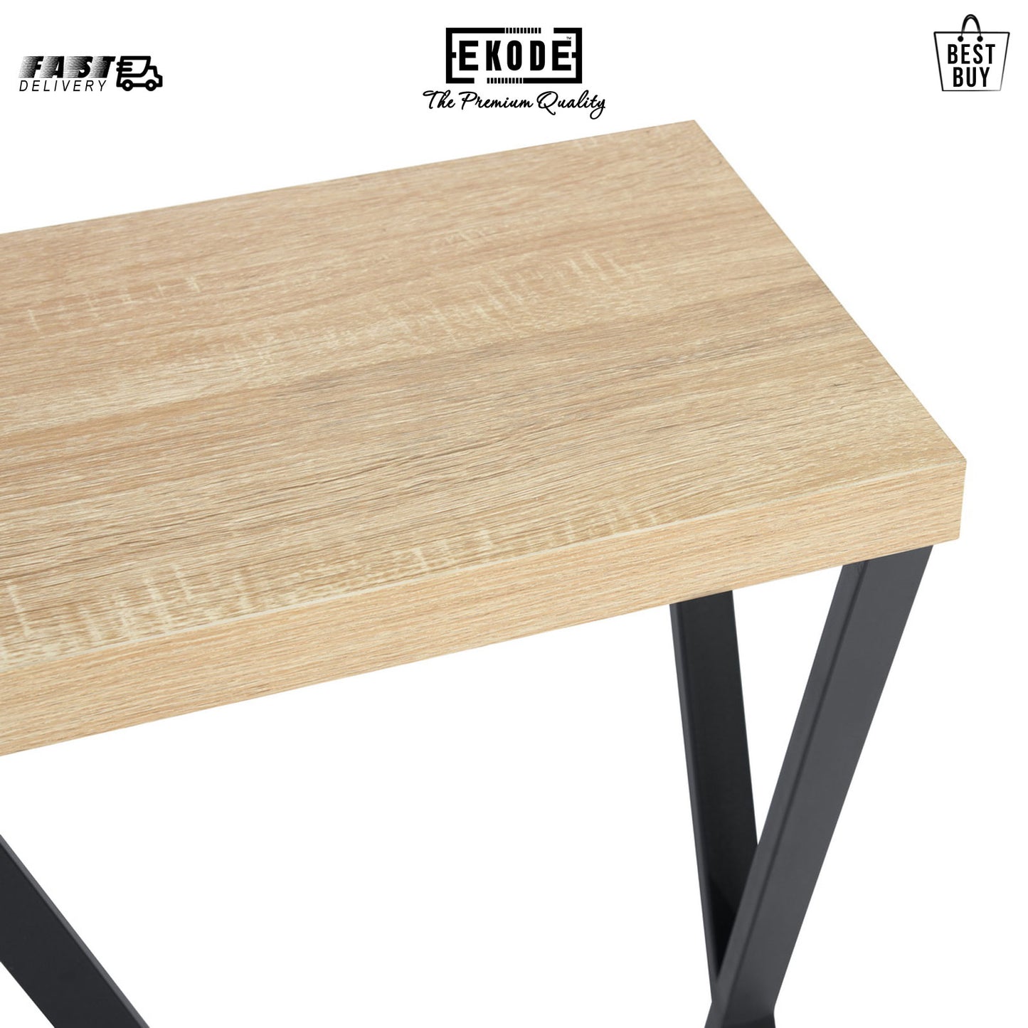 EKODE™ Steel Console Table Industrial Style Beige and Black Alloyed Engineered Wood