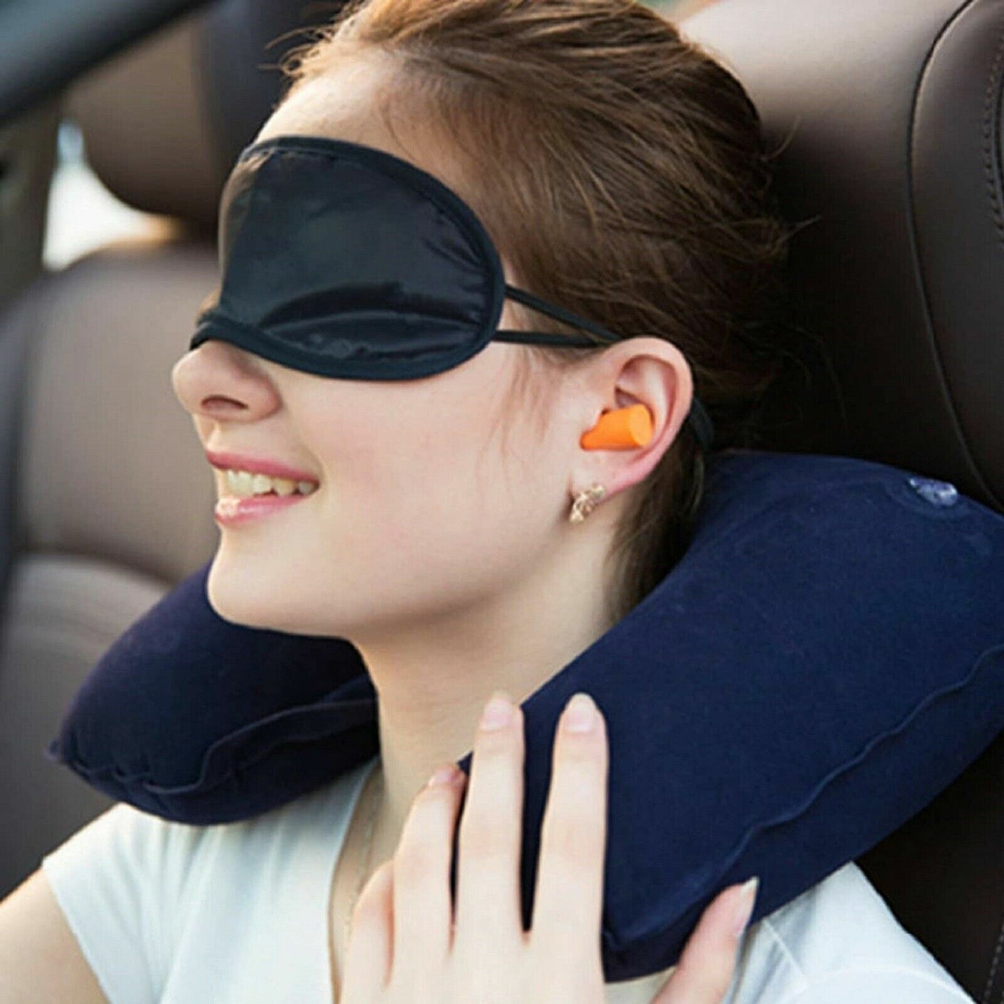 3 in 1 Travel Selection Comfort Neck Pillow Eye Shade Mask Ear Plugs Multi Color