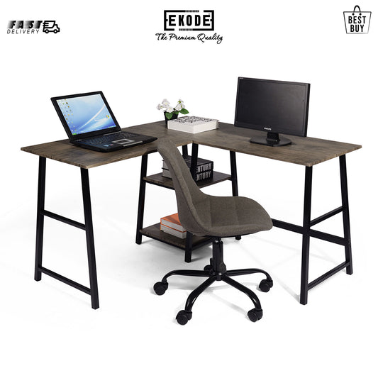 EKODE™ L Shape Computer Desk Wooden Laptop Wide Angle Work Station Study Table