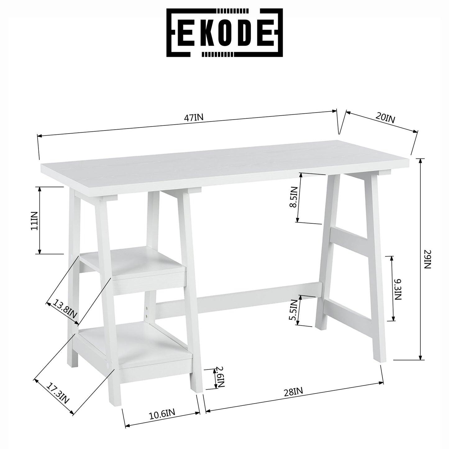 EKODE™ Vintage Style Computer Study Desk Designed for studios and Small Spaces