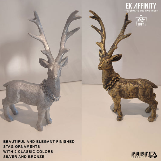 Elegant finished  Stag Ornaments With 2 classic colors  Silver and Bronze Gift