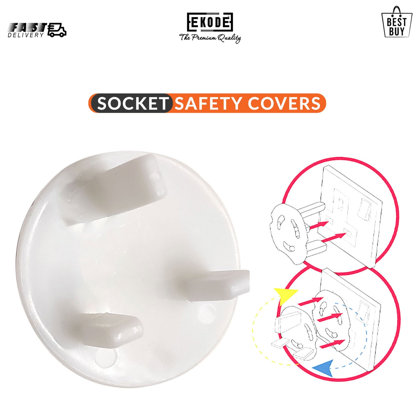 EKODE™  UK Plug Socket Covers Child Baby Safety Electric Protector Guard