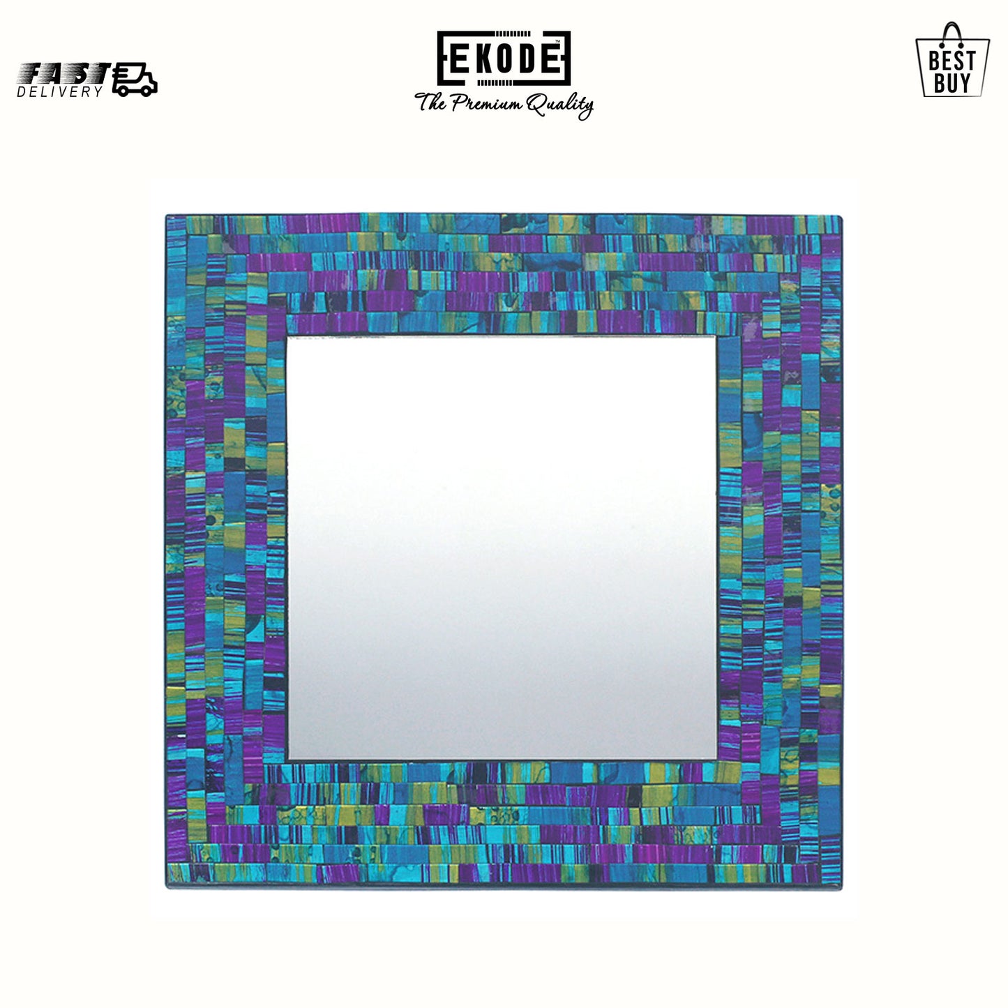 Lovely Purple and turquoise Unique Mosaic Square Wall Mirrors Handmade Best Gift