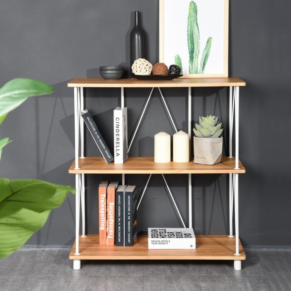 EKODE™ Large Industrial Kitchen Furniture Storage Shelves & White Metal Wood 3 Tiers